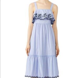 KATE SPADE Daisy Blue Embroidered Midi Dress
